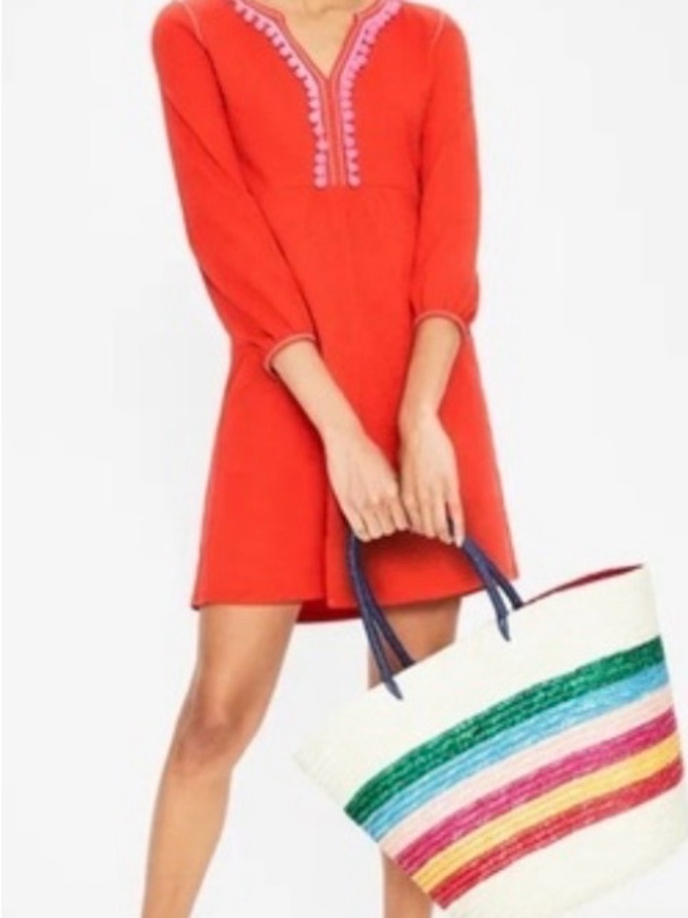 Boden pompom Carina short sleeved dress 14